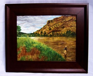 Painting of flyfisherman titled "Anticipation"